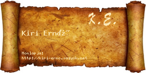 Kiri Ernő névjegykártya